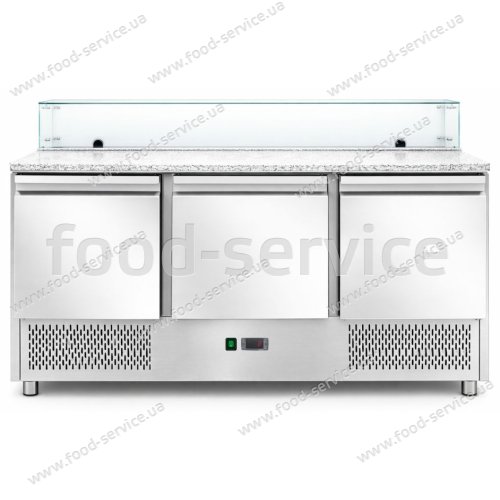 Саладета Hurakan HKN-PZLGV3S 3-х дверная с гранитной поверхностью и стеклом